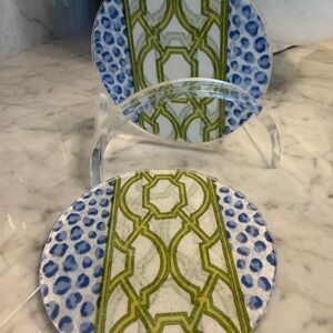 Elegant Blue and Green Patterned Coasters